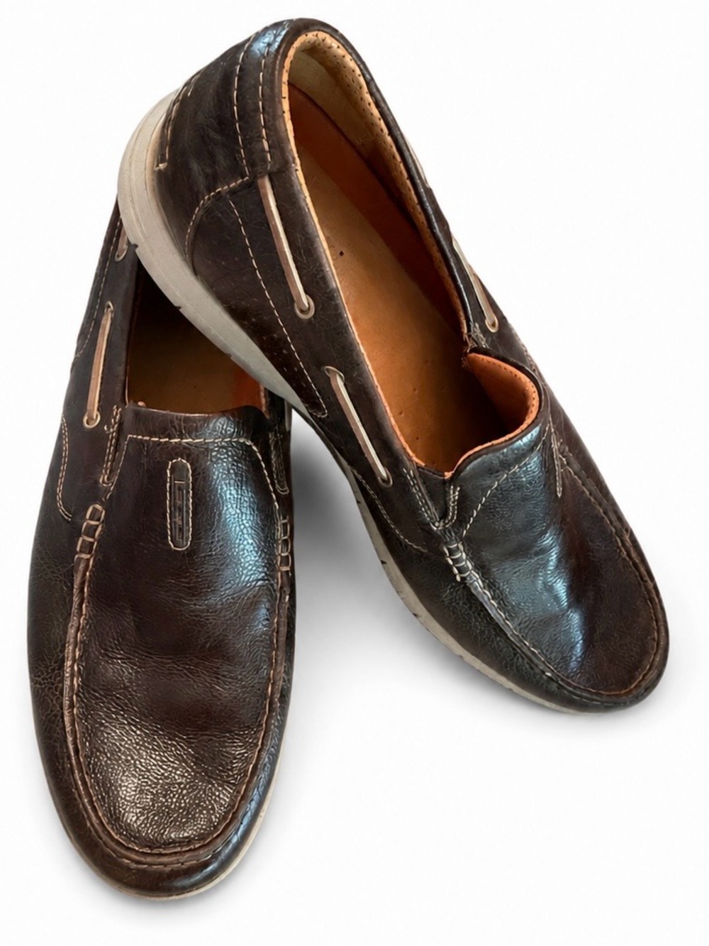 Clarks Brown Leather Slip-On Loafers